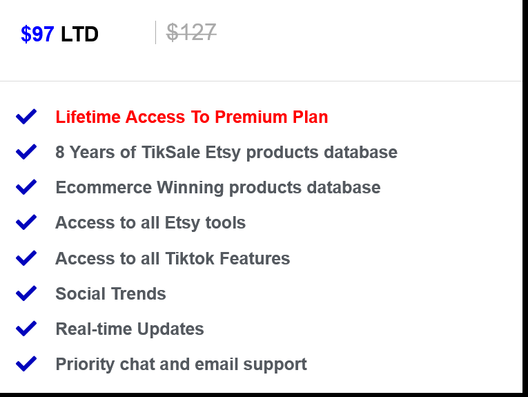 TikSale Lifetime Deal Pricing plans
